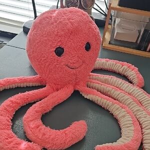 Pink and Cream Plush Octopus Toy By HUG FUN